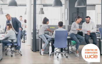 équipe dans un open space - Agence LUCIE